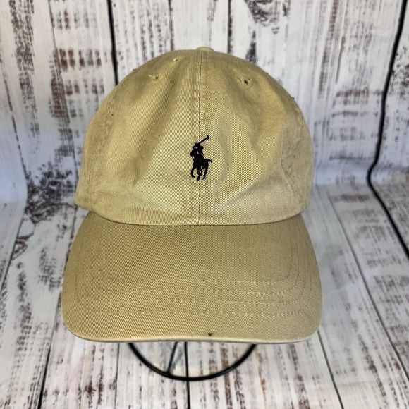 Polo Ralph Lauren Other - Vintage Polo Ralph Lauren Cotton Chino Khaki Tan Leather Buckle Strap Back Hat